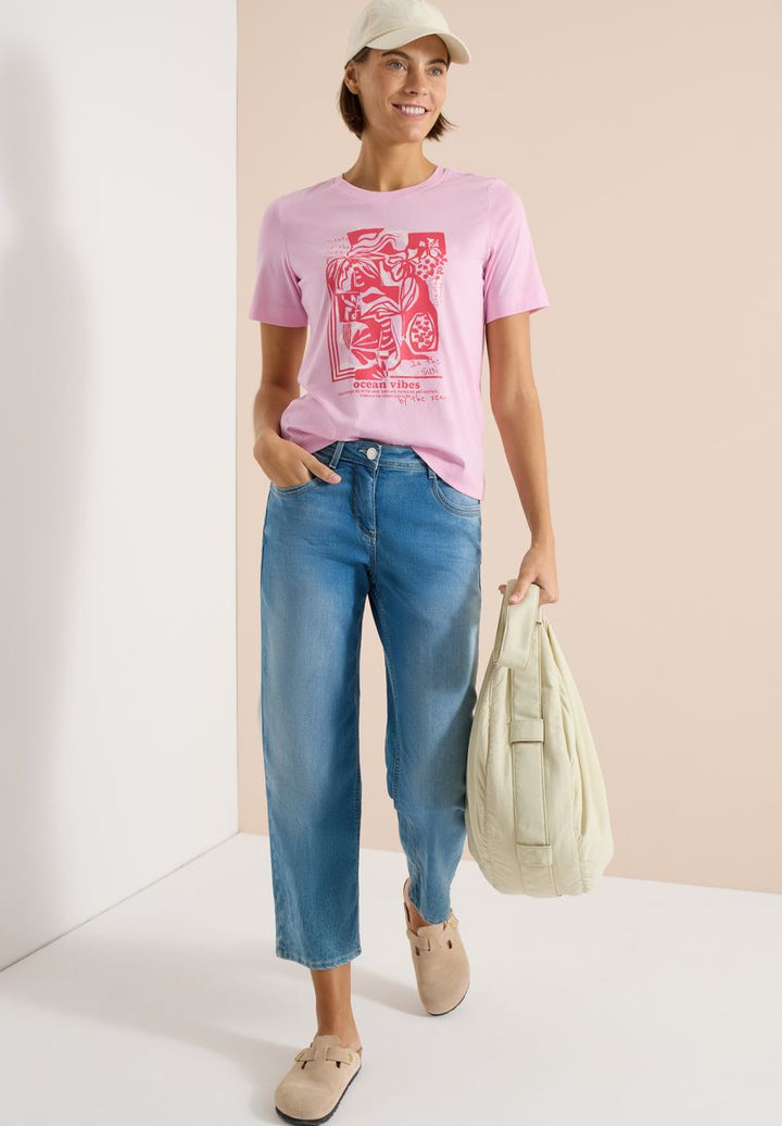 Shirt mit Rundhals und maritimem Print