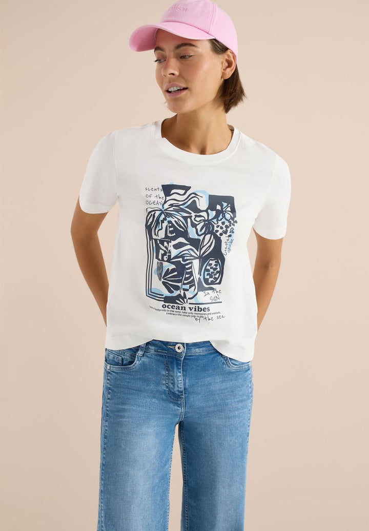 Shirt mit Rundhals und maritimem Print