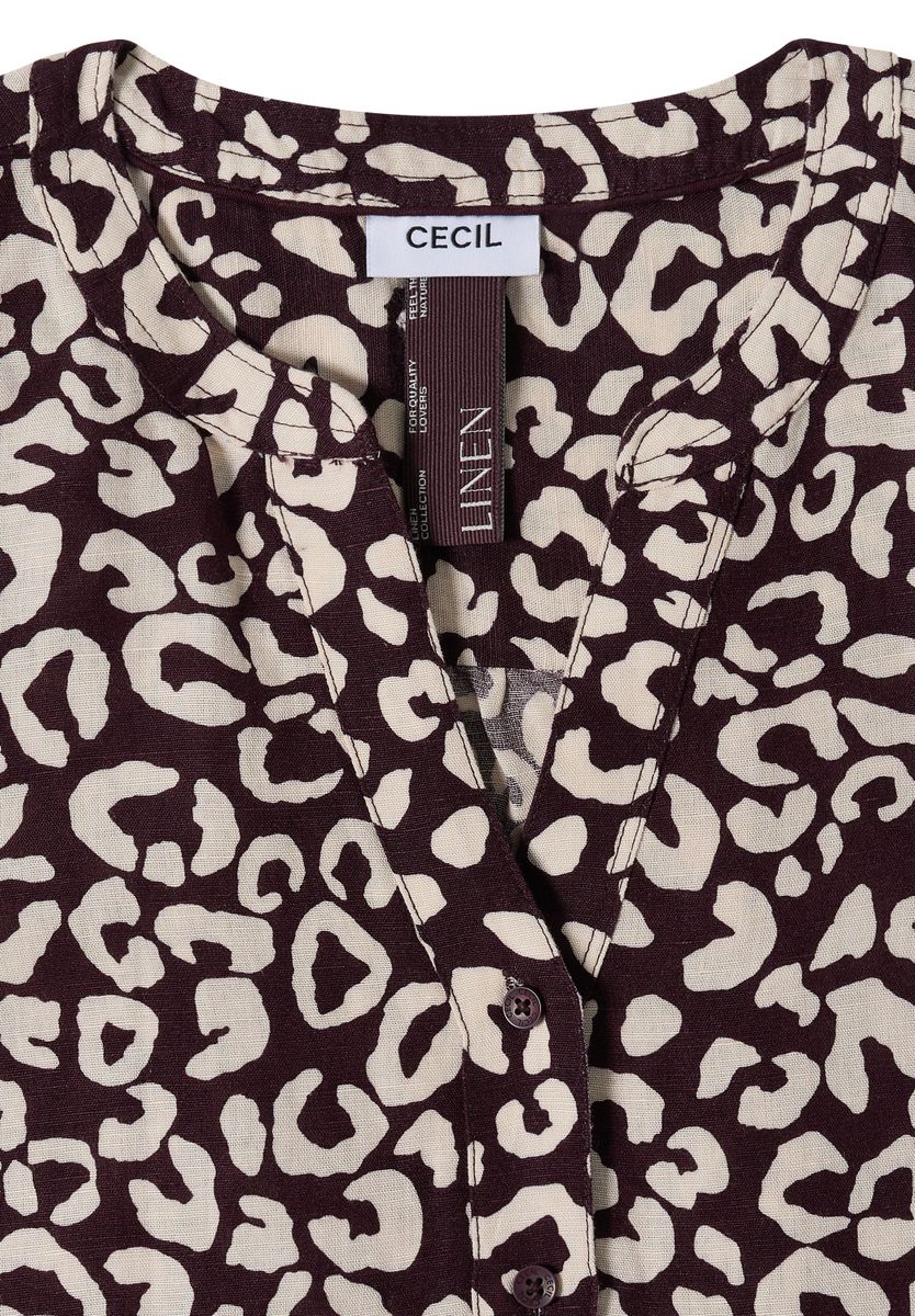 Bluse mit Leo-Muster aus Leinenmix