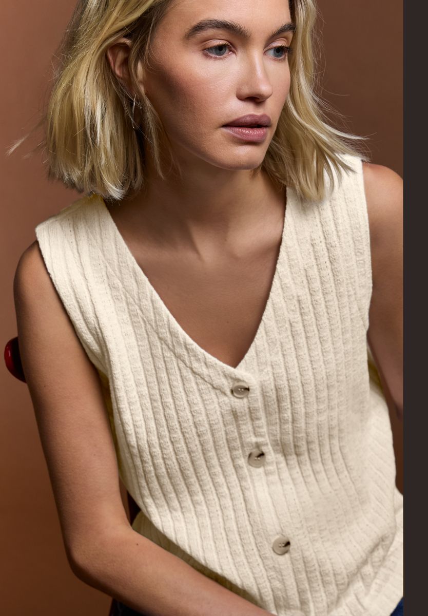 Weste mit V-Neck und Knopfleiste