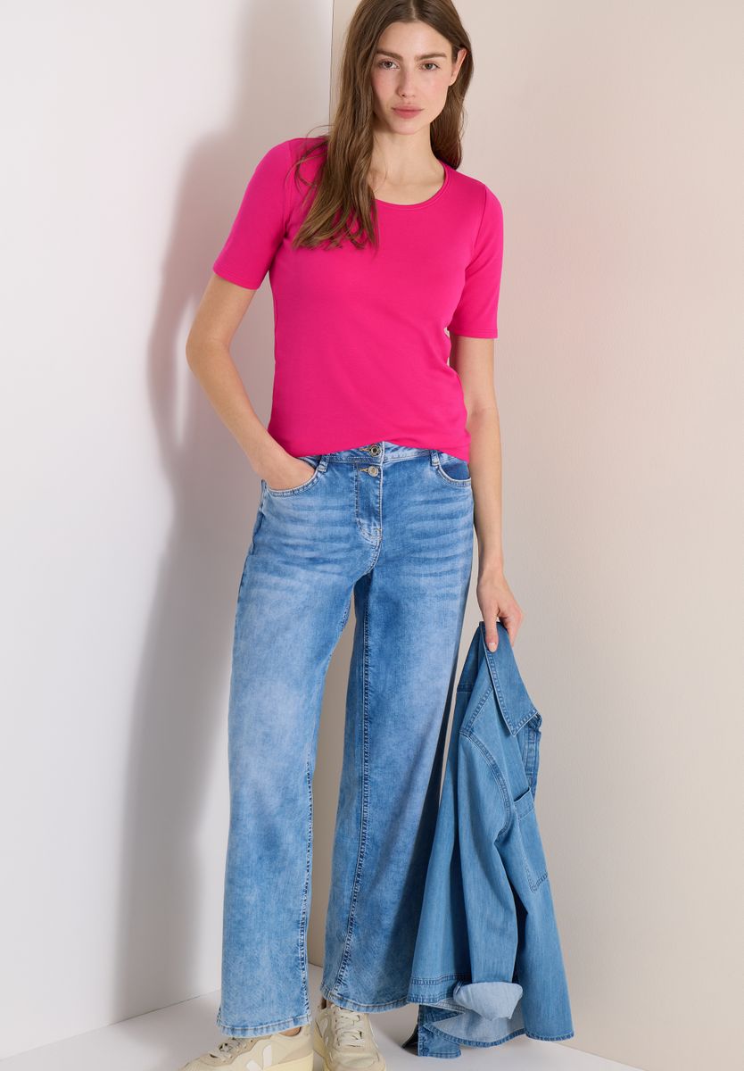 Basic T-Shirt mit Rundhals in Unifarbe
