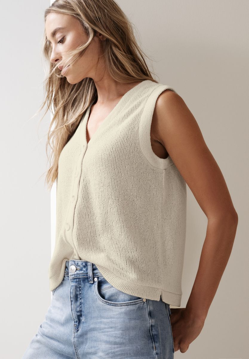 Weste mit V-Neck im Strick-Look