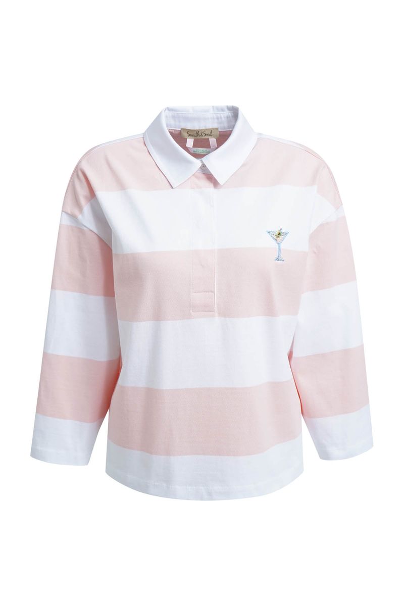 Boxy cropped Polo T-shirt Blockstriped