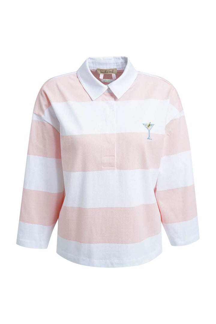 Boxy cropped Polo T-shirt Blockstriped