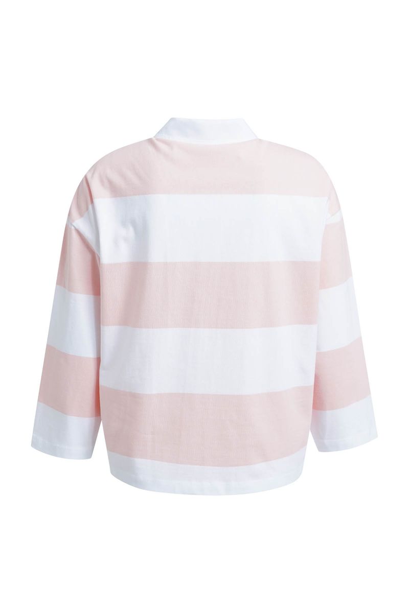 Boxy cropped Polo T-shirt Blockstriped