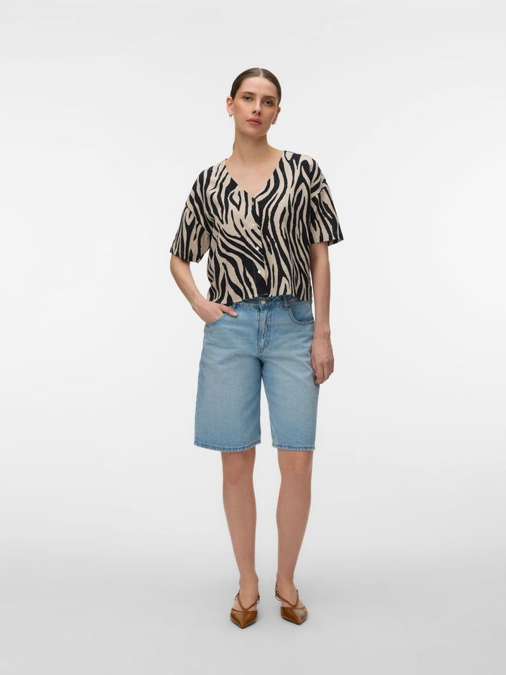 VMMYMILO LIN 2/4 V-NECK SHIRT WVN NOOS