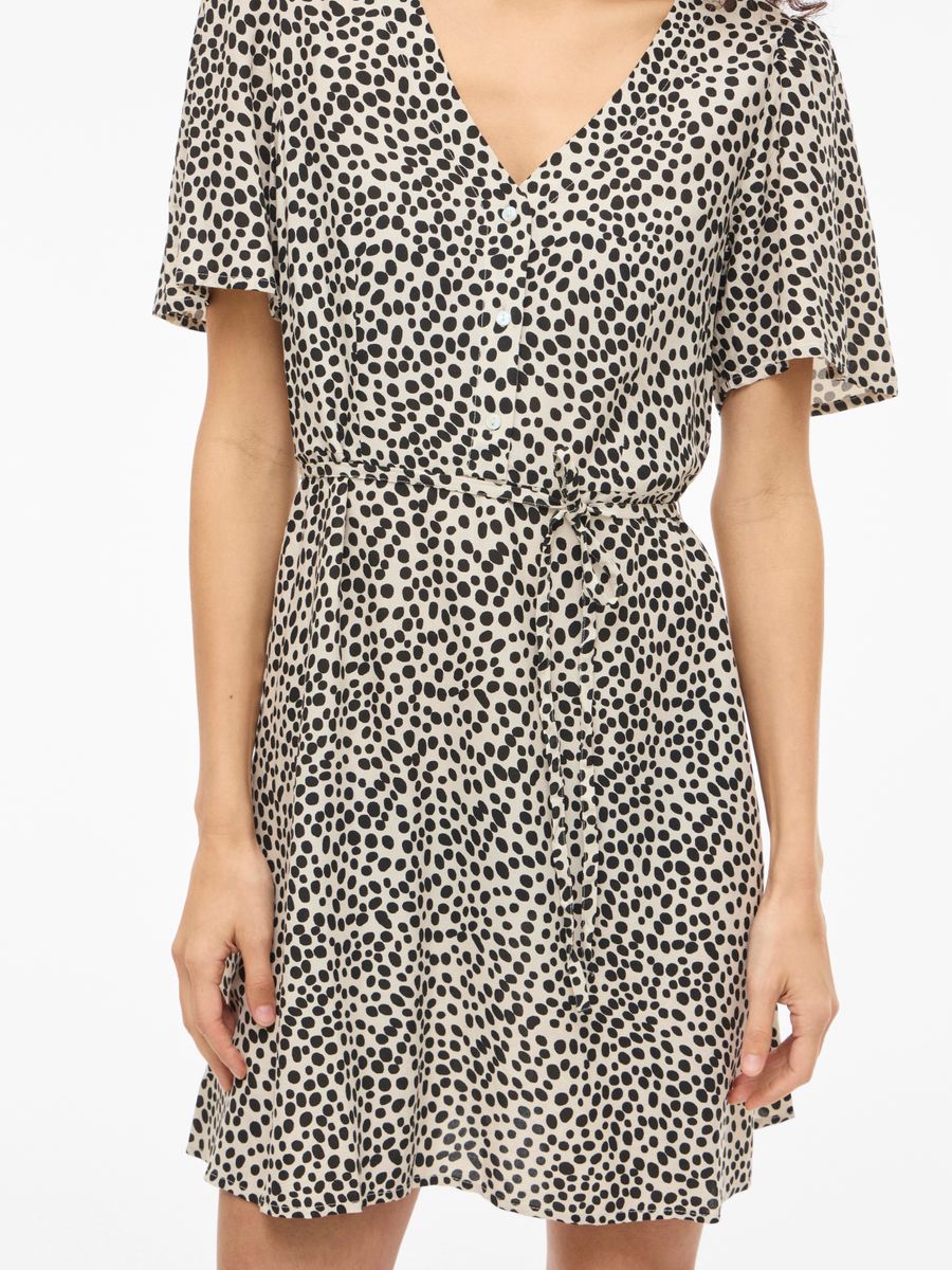 VIGRACE V-NECK S/S SHORT DRESS - NOOS