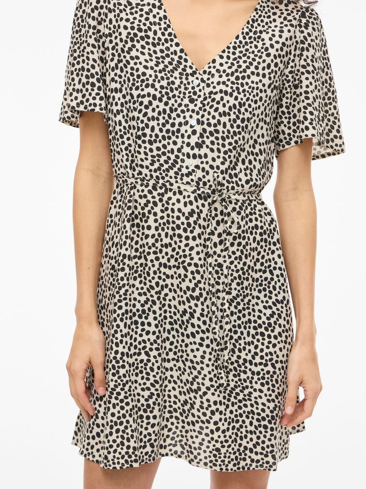 VIGRACE V-NECK S/S SHORT DRESS - NOOS