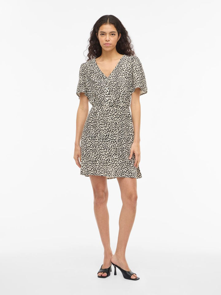 VIGRACE V-NECK S/S SHORT DRESS - NOOS