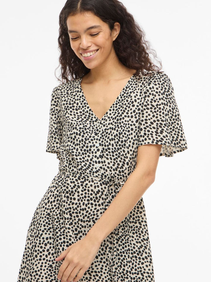 VIGRACE V-NECK S/S SHORT DRESS - NOOS