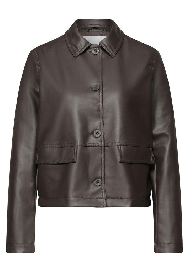 Jacke im Leder-Look mit Knöpfen