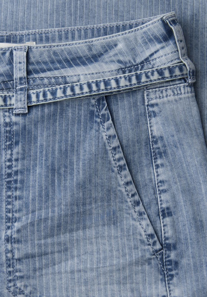 Mid Waist Wide Leg Jeans mit Streifen