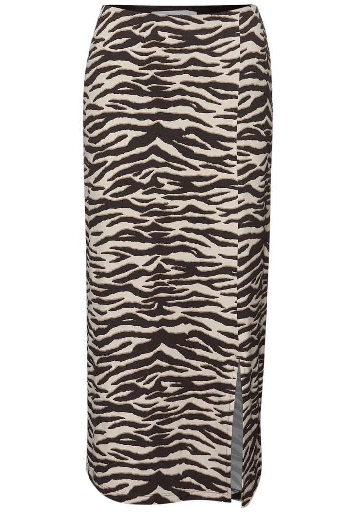 Midi-Rock mit Schlitz und Animal Print