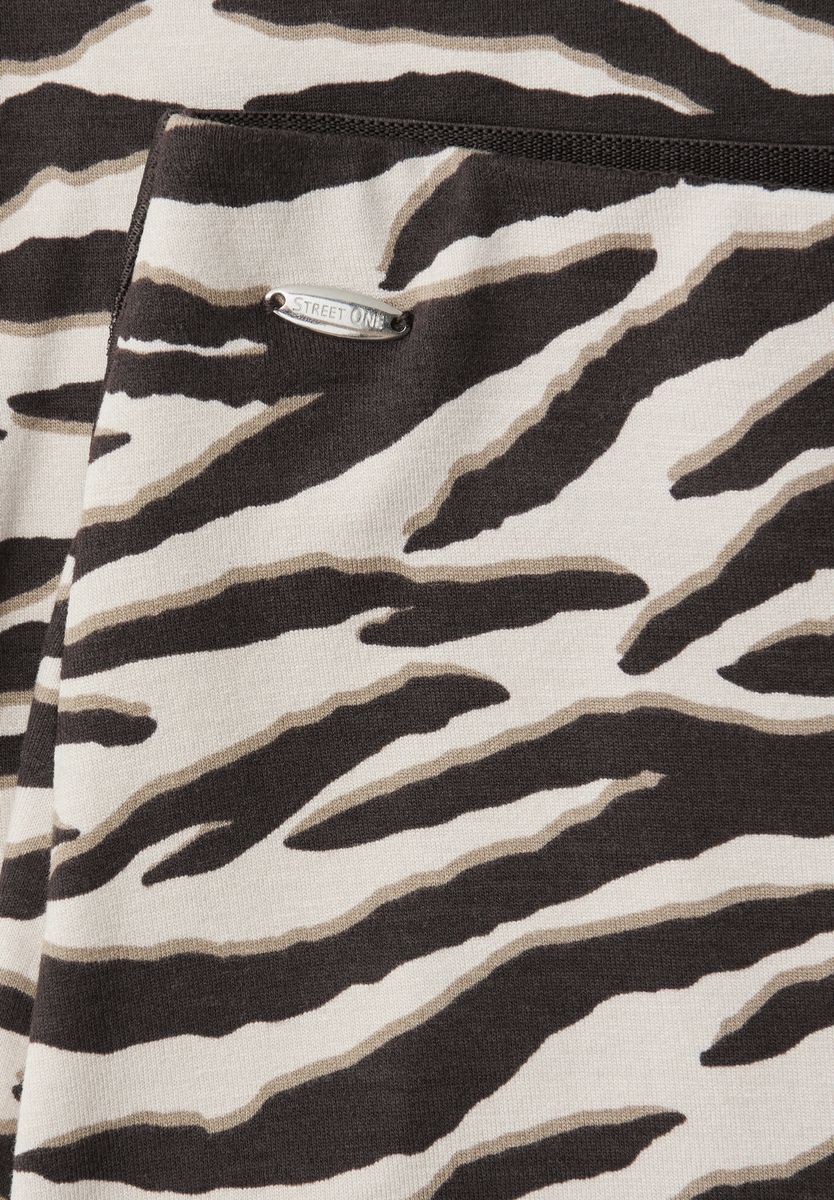 Midi-Rock mit Schlitz und Animal Print