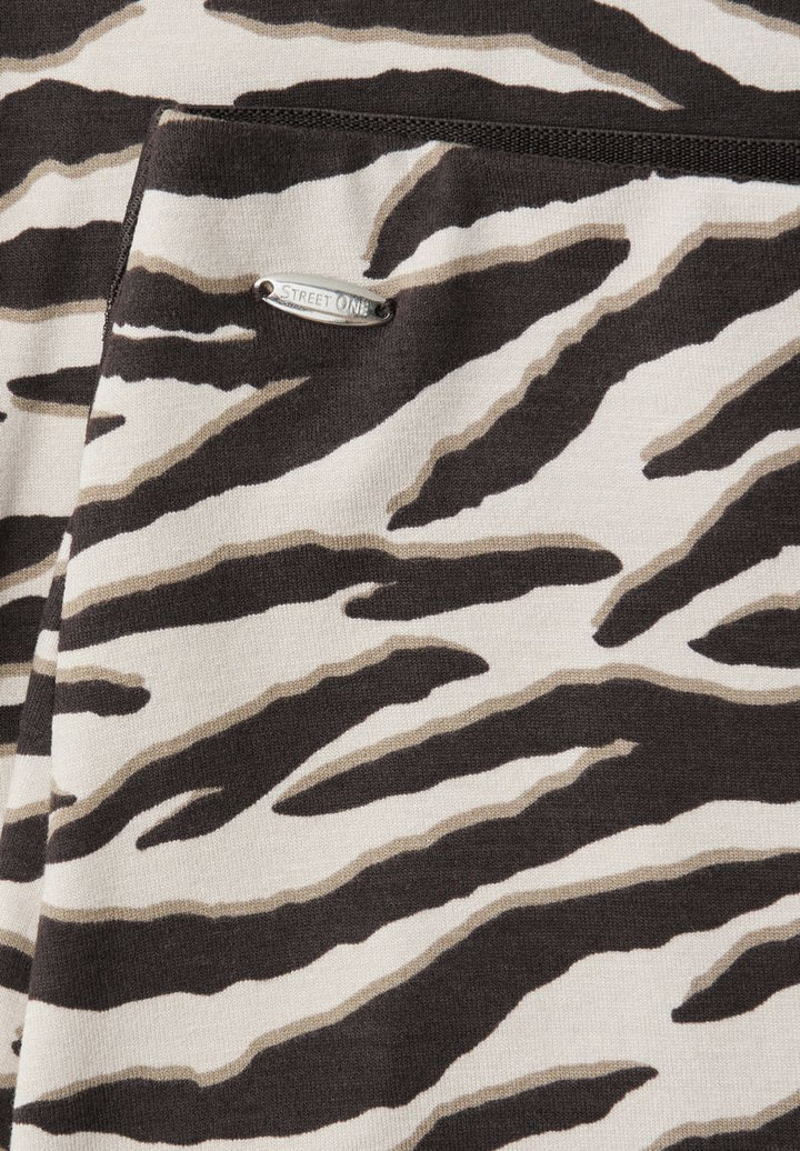 Midi-Rock mit Schlitz und Animal Print