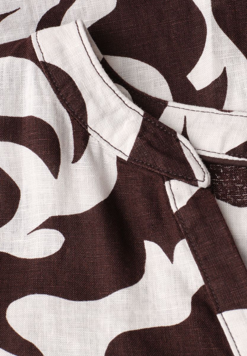 Midi-Kleid aus Leinen mit Print
