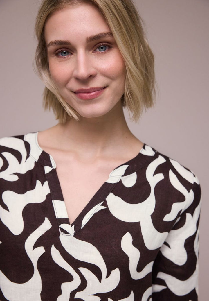 Midi-Kleid aus Leinen mit Print