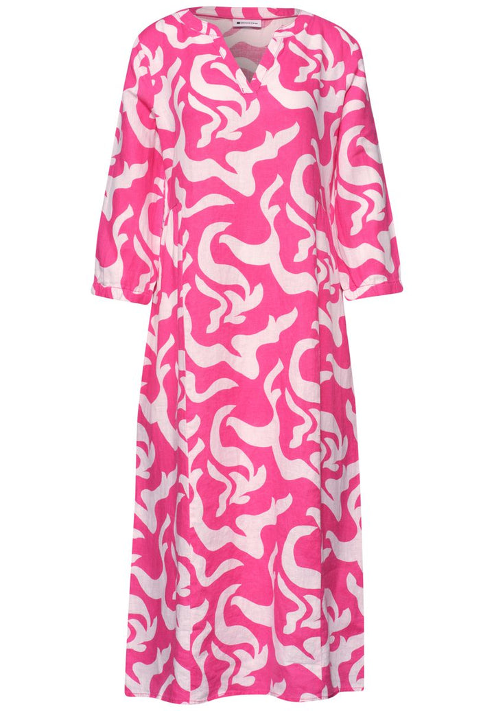 Midi-Kleid aus Leinen mit Print