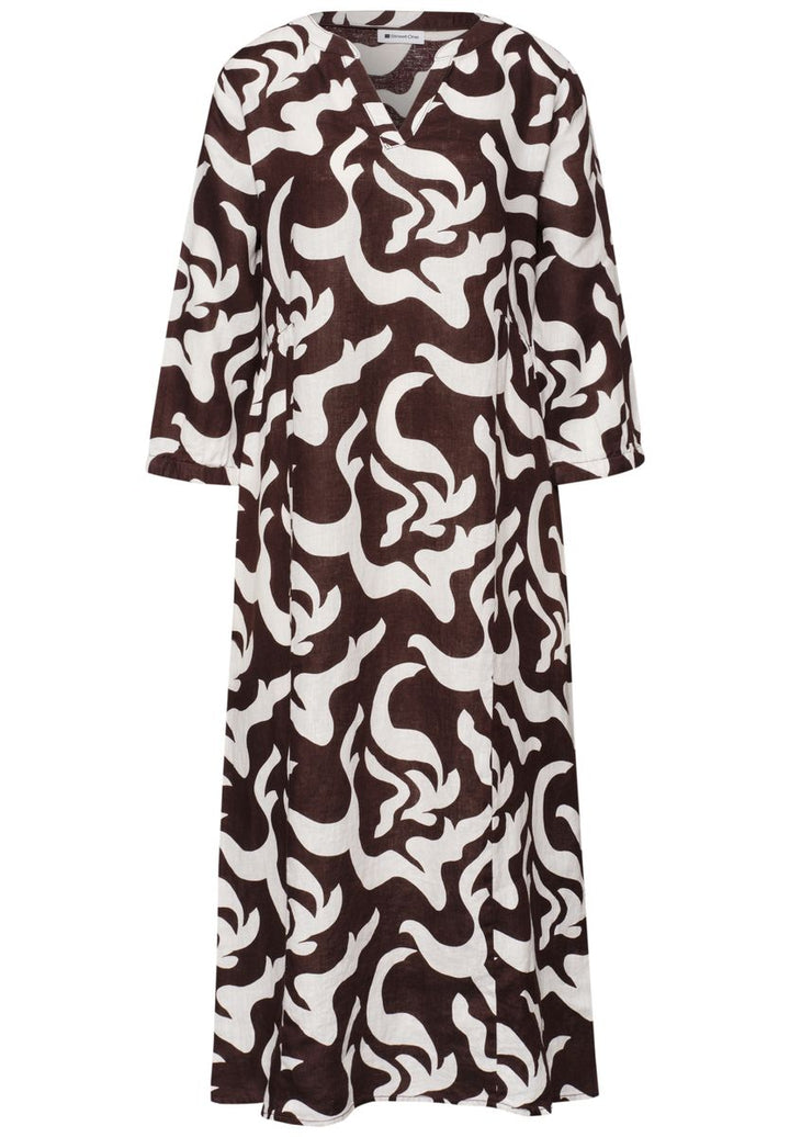 Midi-Kleid aus Leinen mit Print