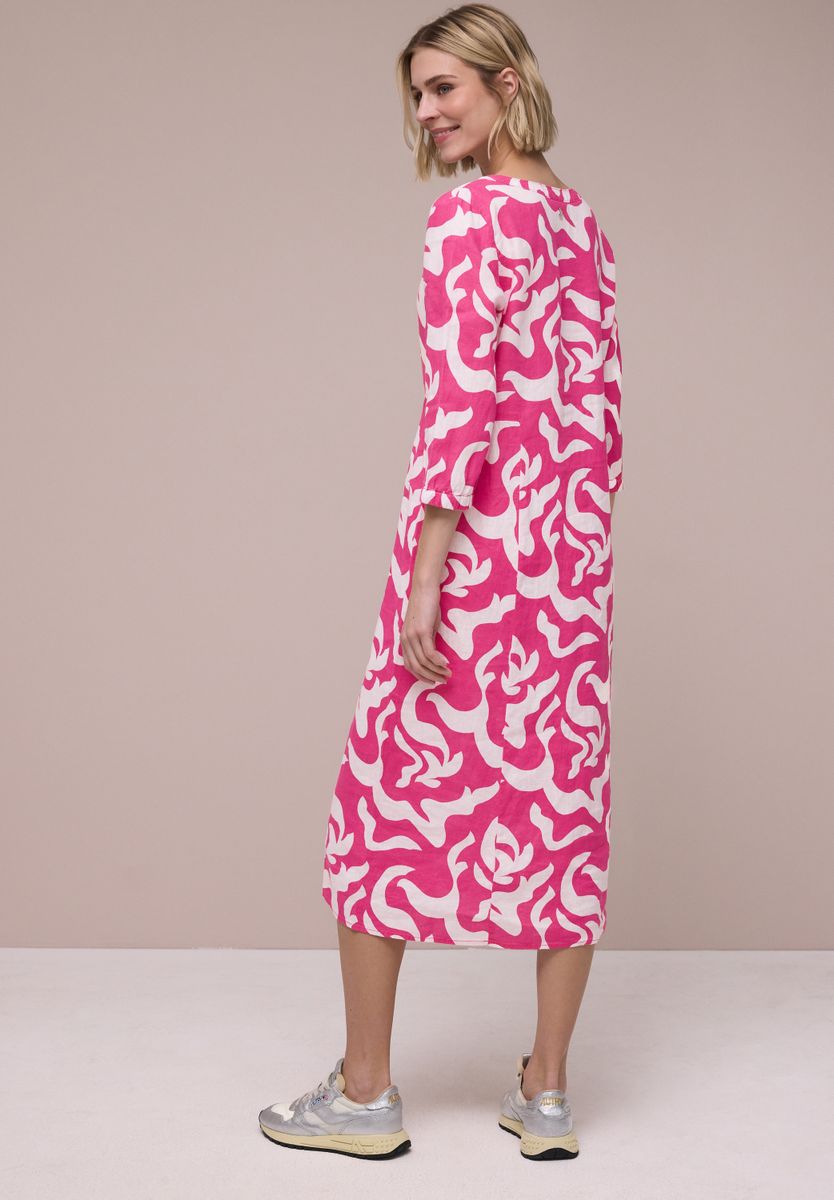 Midi-Kleid aus Leinen mit Print