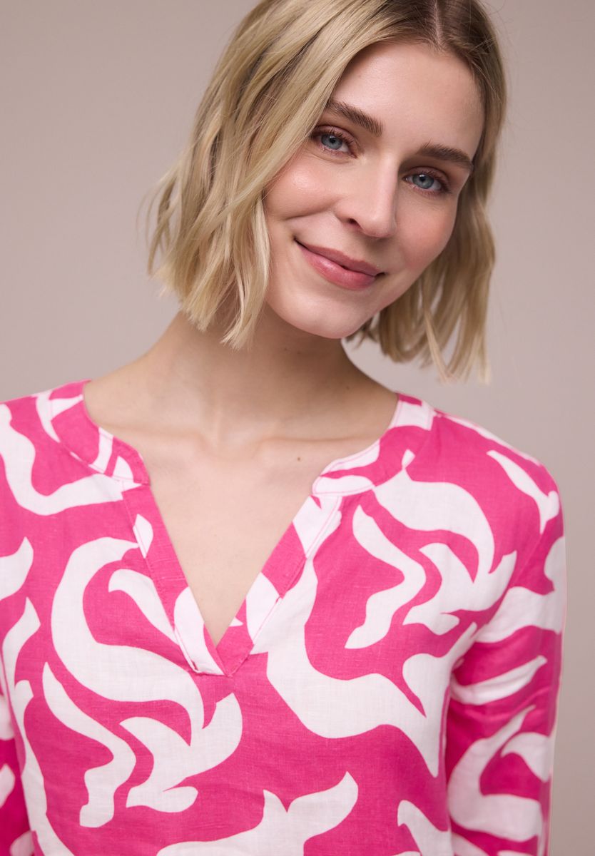 Midi-Kleid aus Leinen mit Print
