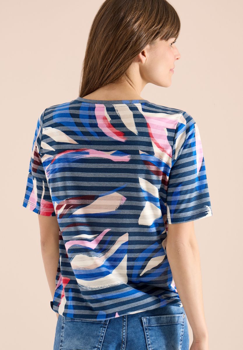 Kurzarm Shirt mit Ausbrennerstreifen