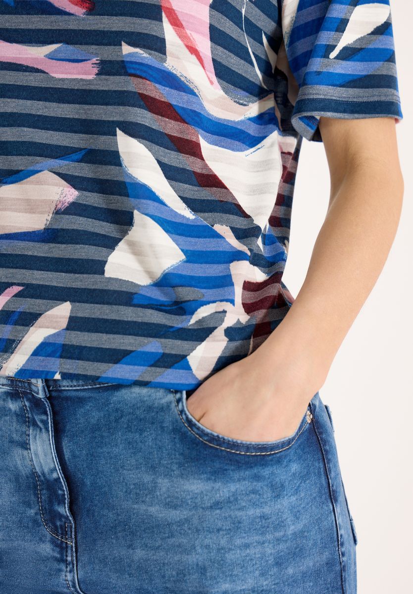 Kurzarm Shirt mit Ausbrennerstreifen