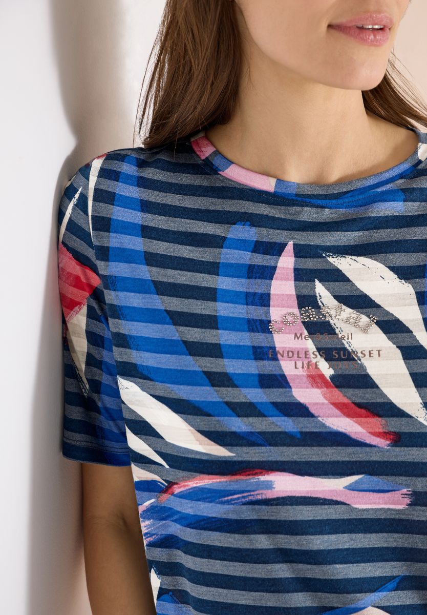 Kurzarm Shirt mit Ausbrennerstreifen