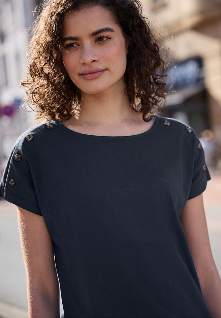 Dropped Shoulder Shirt mit Knopfdetail