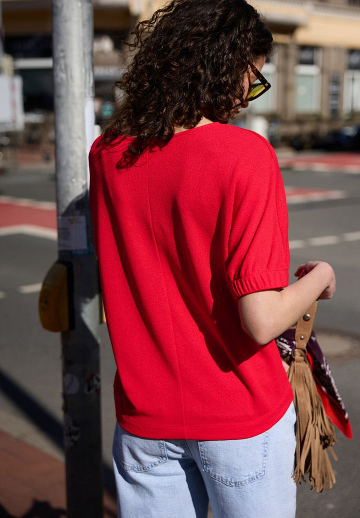 T-Shirt mit Rundhals und Raffung