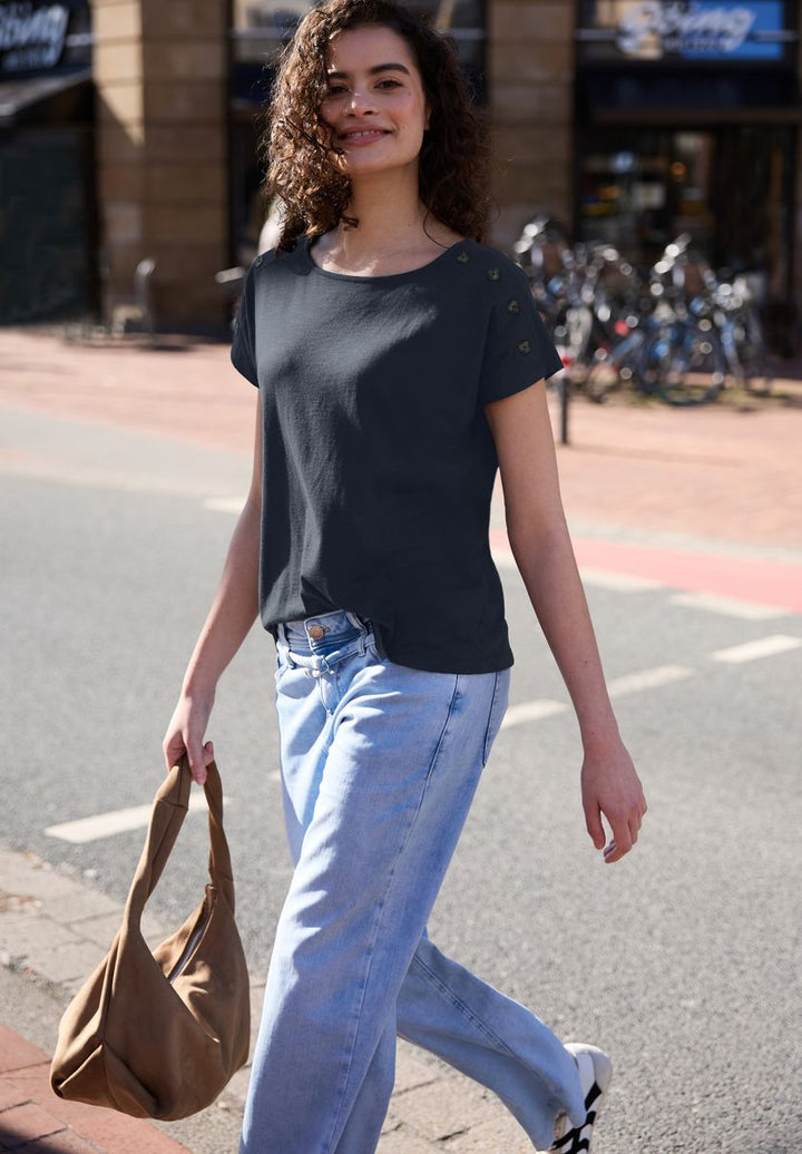 Dropped Shoulder Shirt mit Knopfdetail