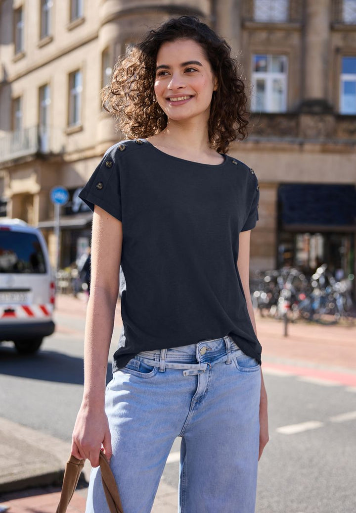 Dropped Shoulder Shirt mit Knopfdetail