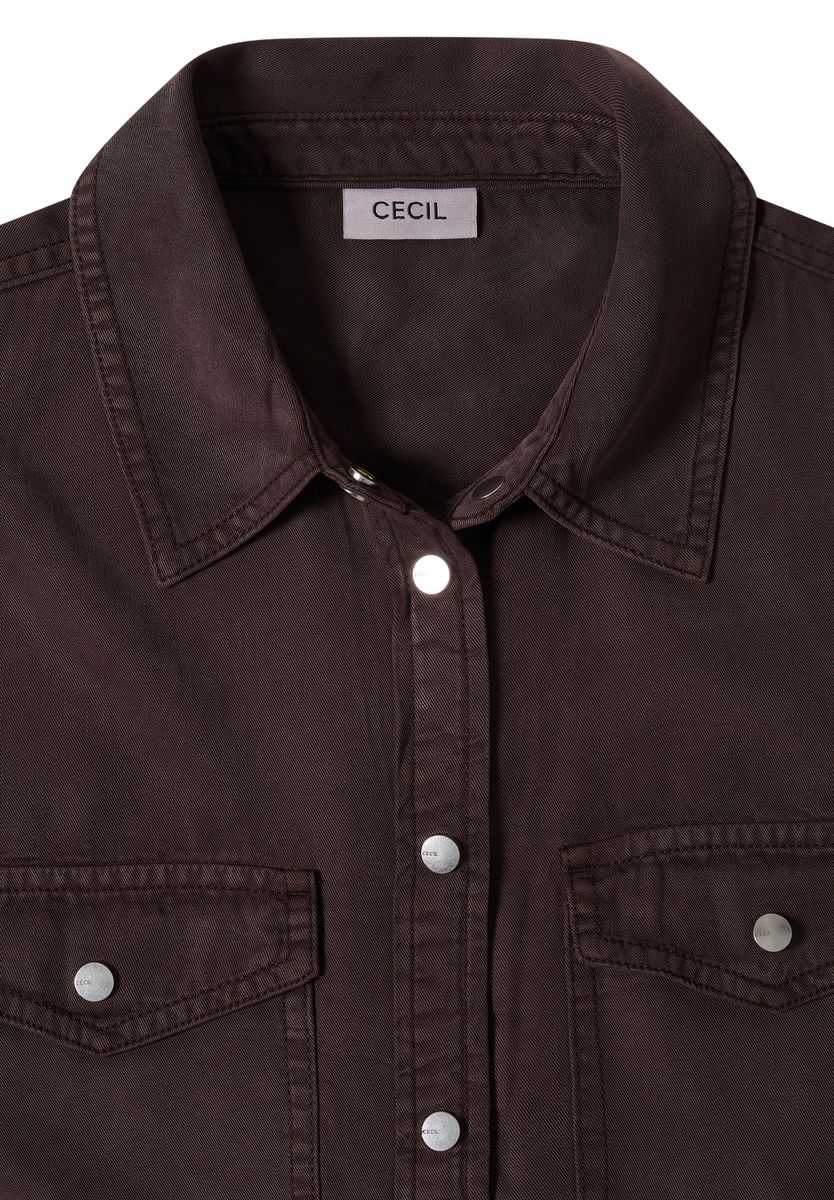 Bluse mit Hemdkragen und Turn-Up
