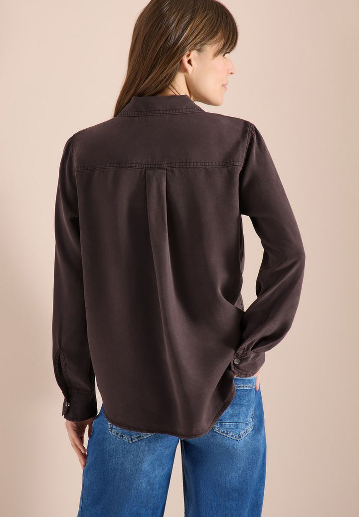 Bluse mit Hemdkragen und Turn-Up