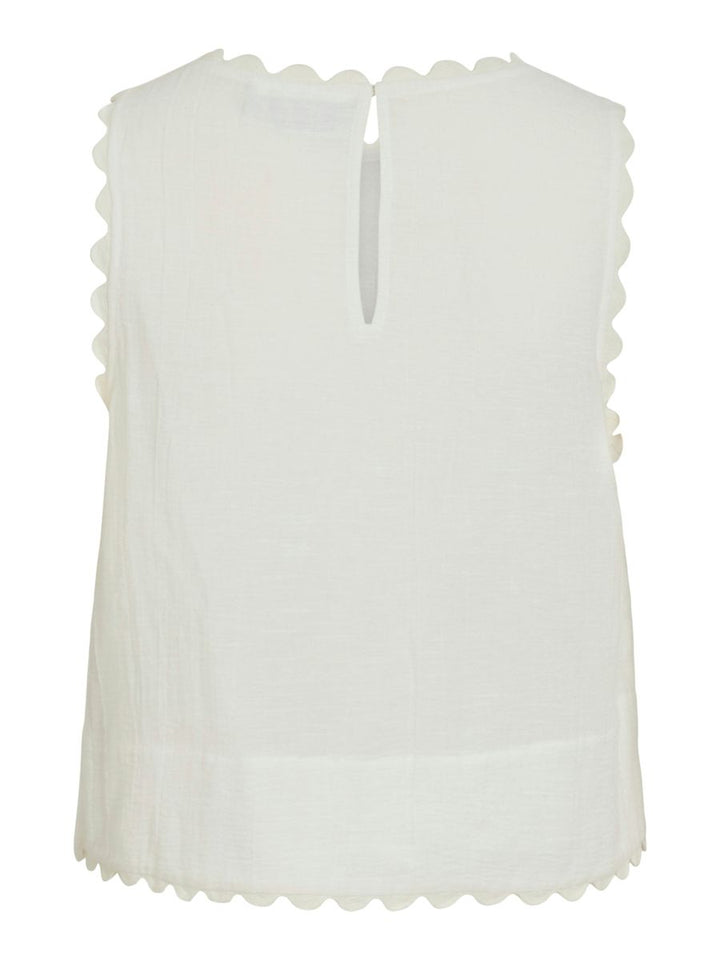 VIMINDY O-NECK S/L SCALLOP TOP