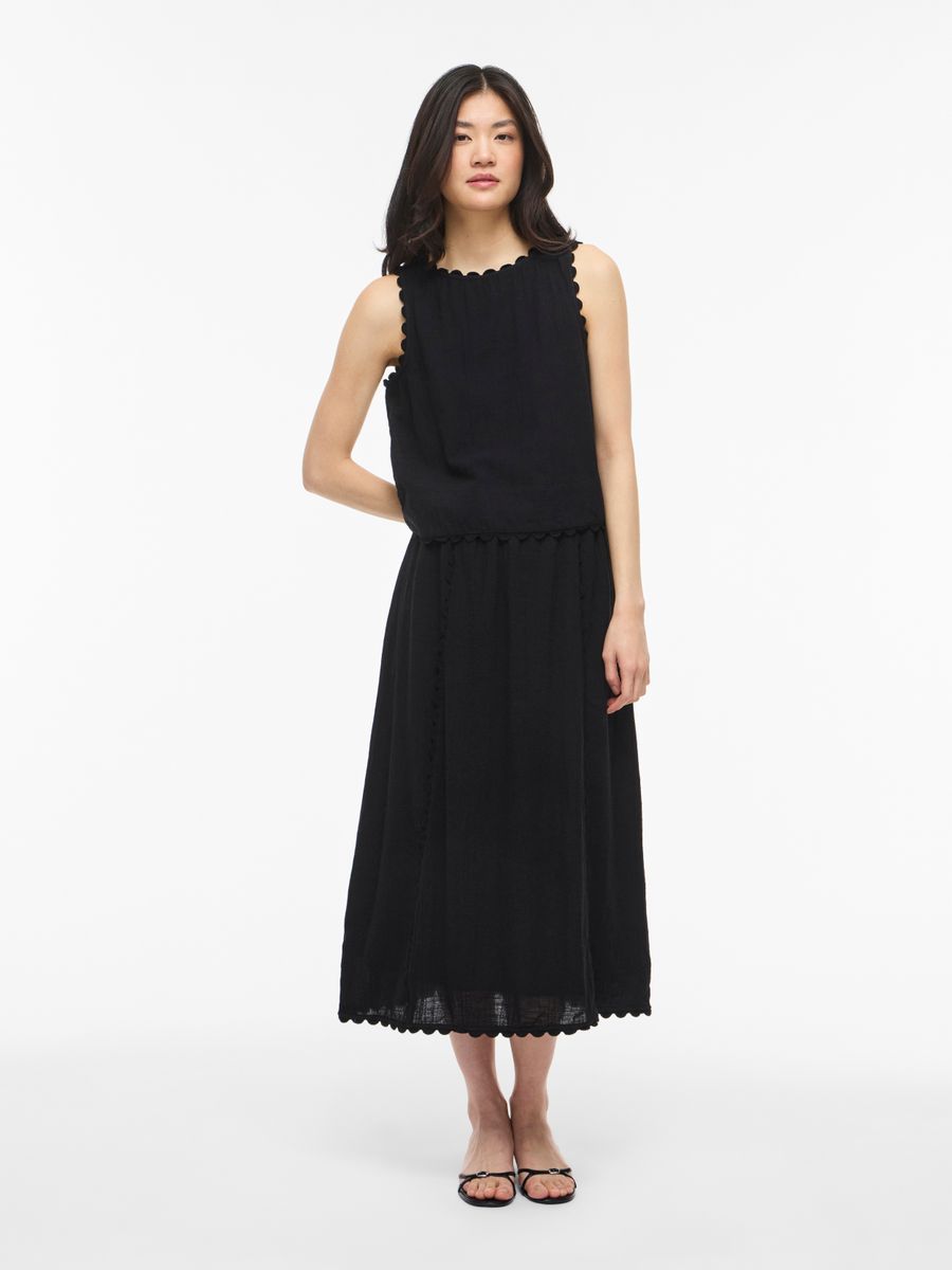 VIMINDY O-NECK S/L SCALLOP TOP