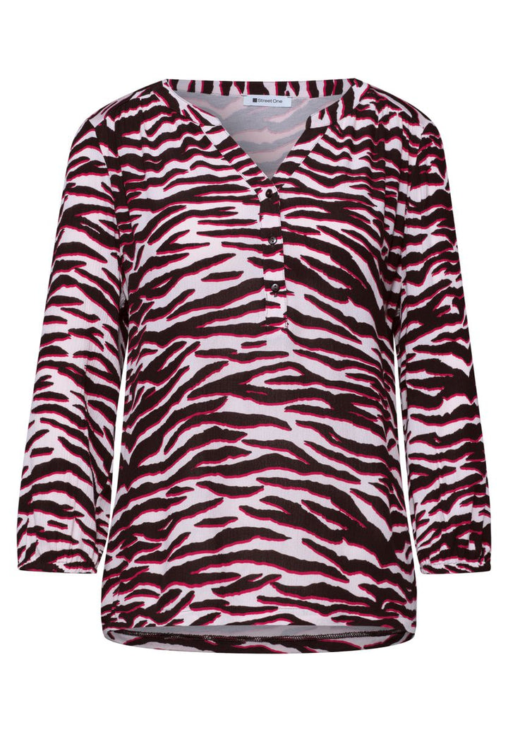 Shirt mit Split Neck und Strukturmix