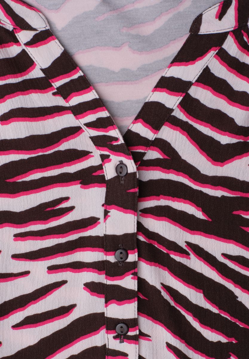 Shirt mit Split Neck und Strukturmix