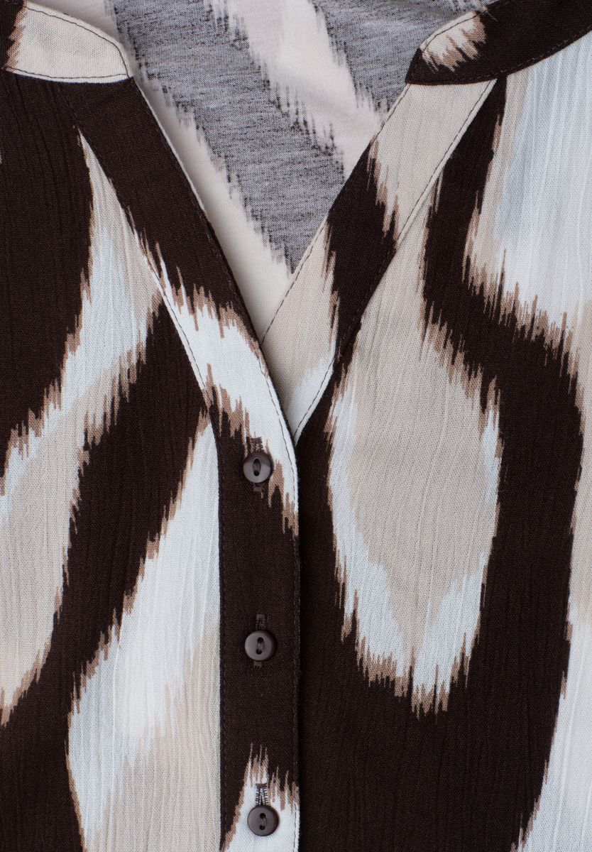 Shirt mit Split Neck und Strukturmix