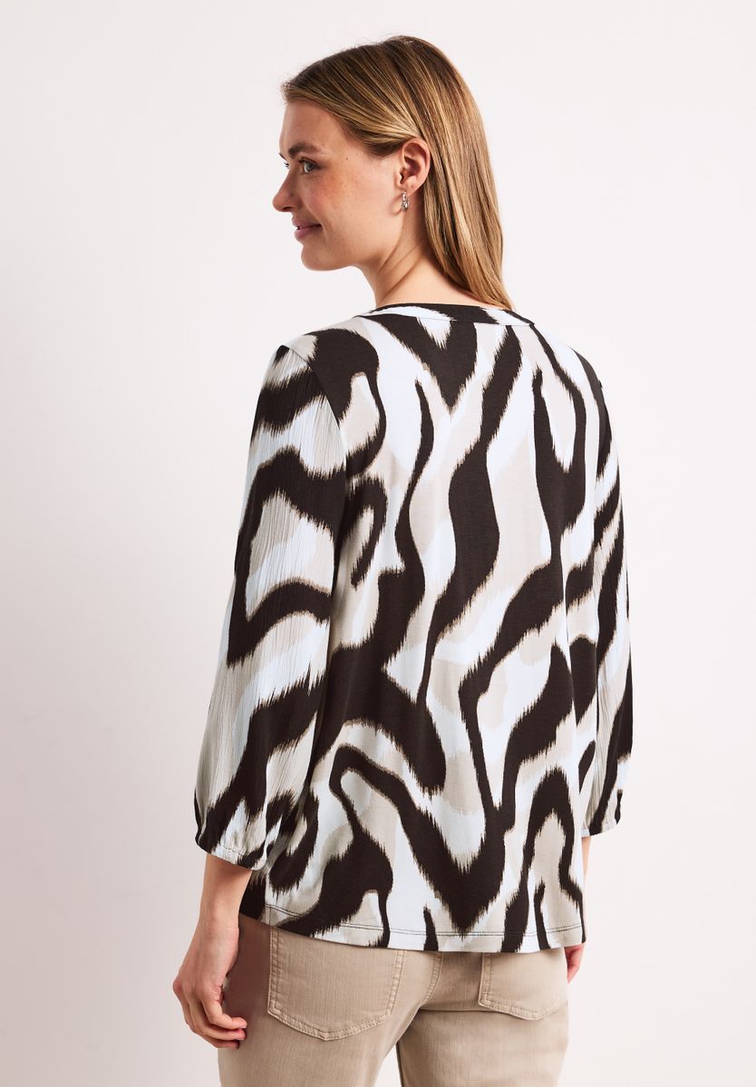 Shirt mit Split Neck und Strukturmix