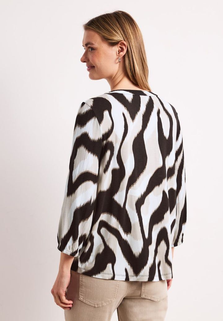 Shirt mit Split Neck und Strukturmix