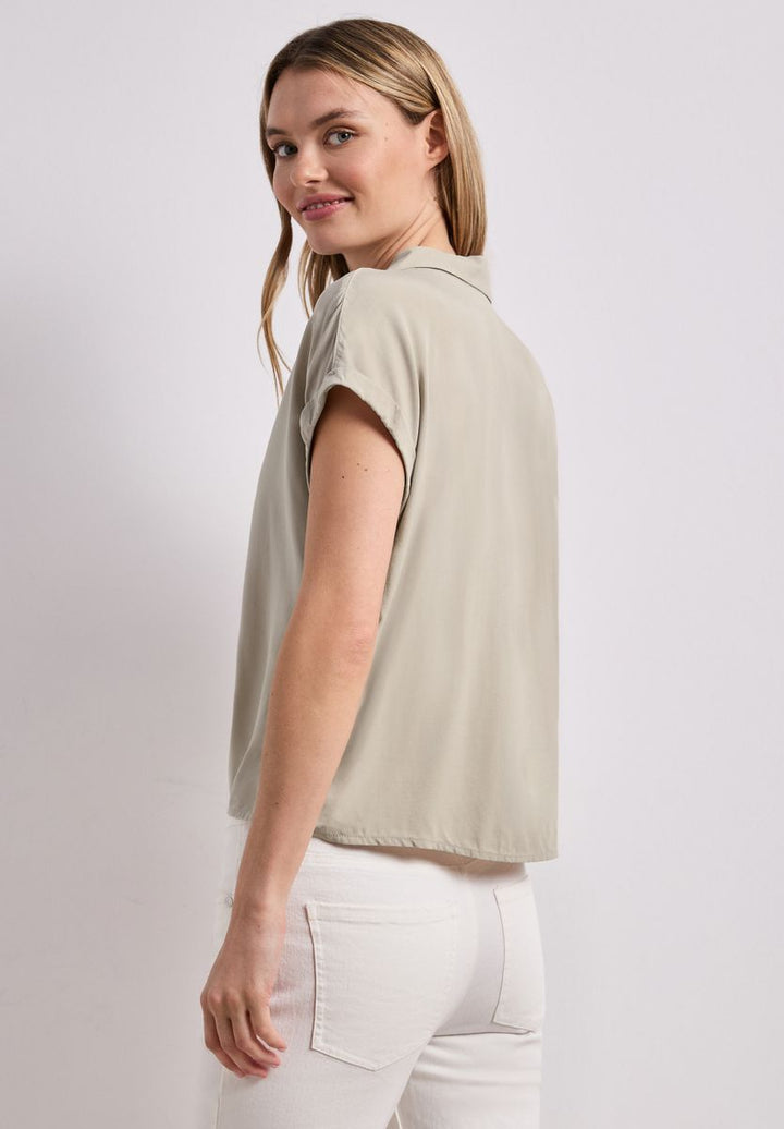 Dropped Shoulder Bluse mit Bowling-Kragen