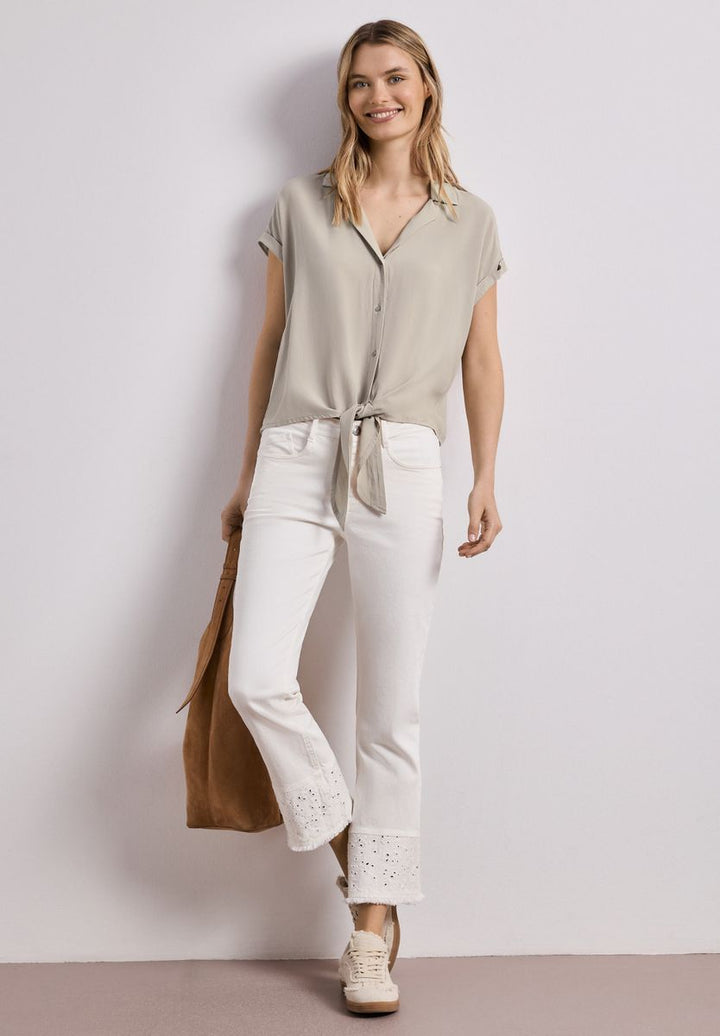 Dropped Shoulder Bluse mit Bowling-Kragen