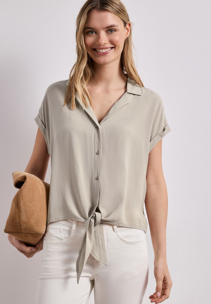 Dropped Shoulder Bluse mit Bowling-Kragen