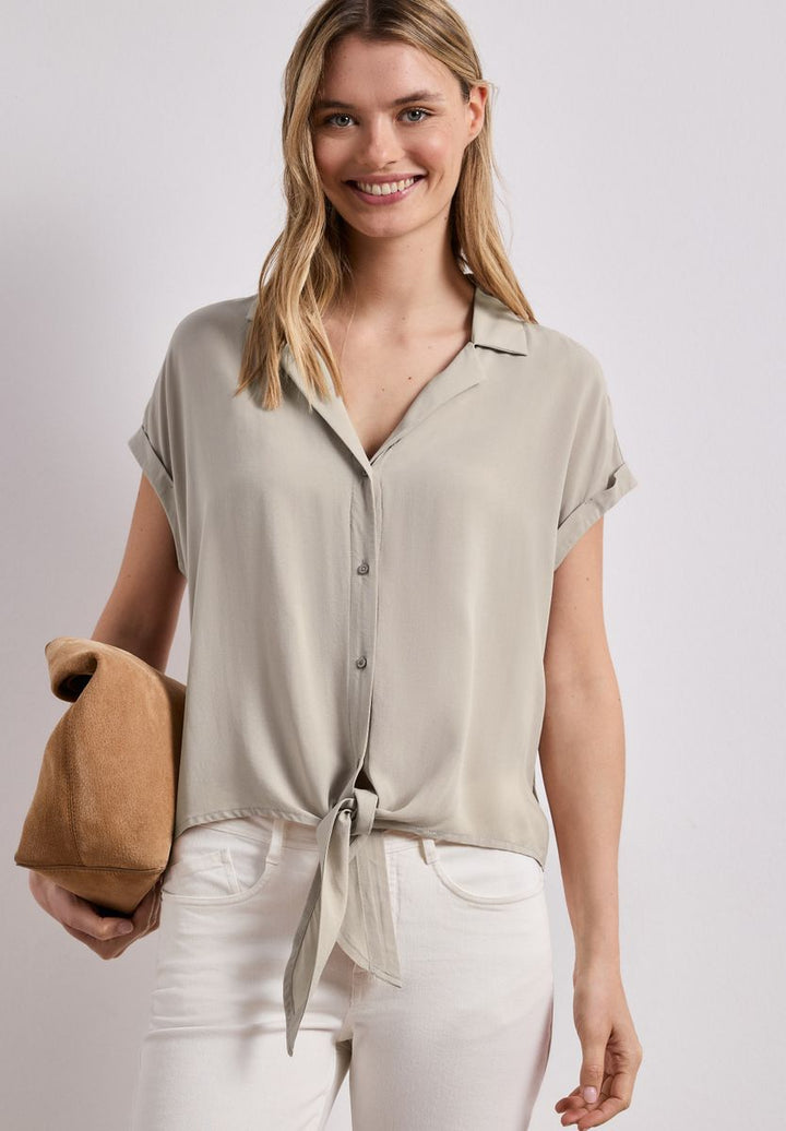 Dropped Shoulder Bluse mit Bowling-Kragen