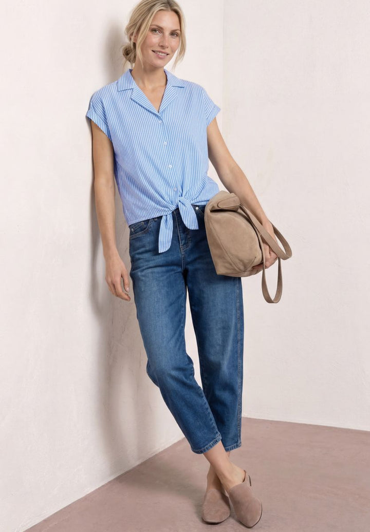 Dropped Shoulder Bluse mit Bowling-Kragen