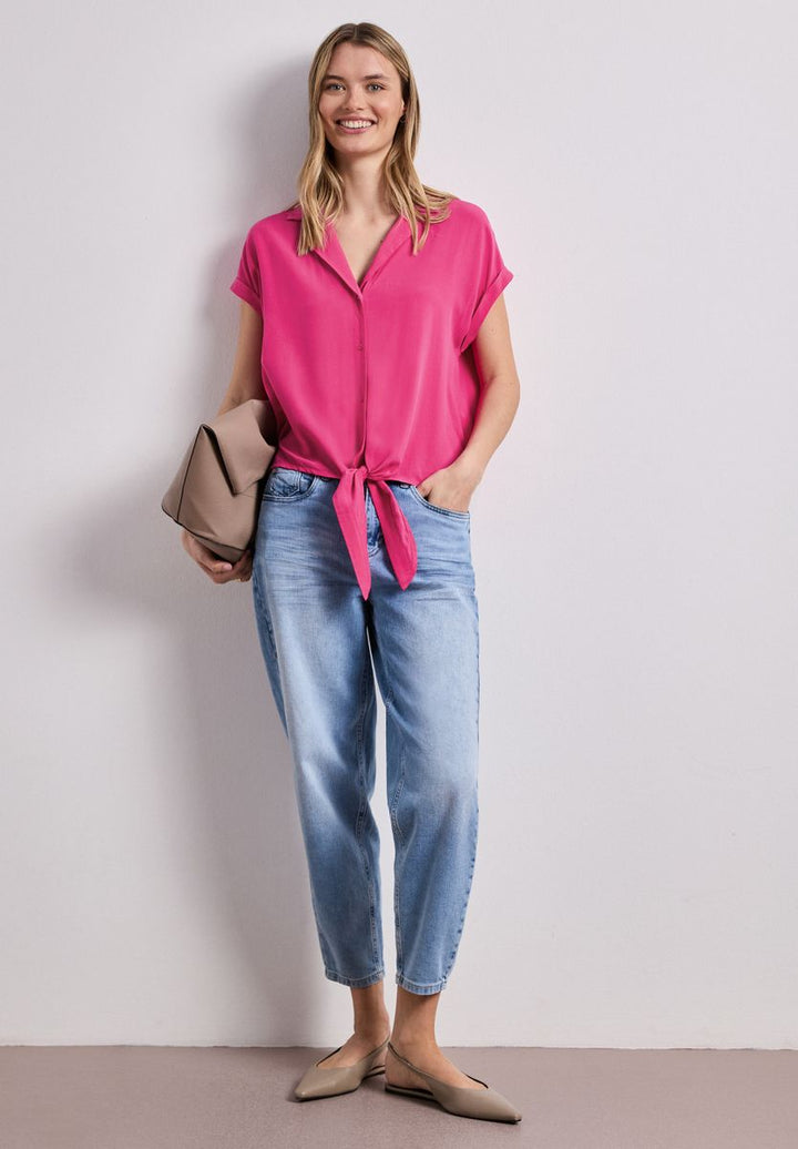Dropped Shoulder Bluse mit Bowling-Kragen