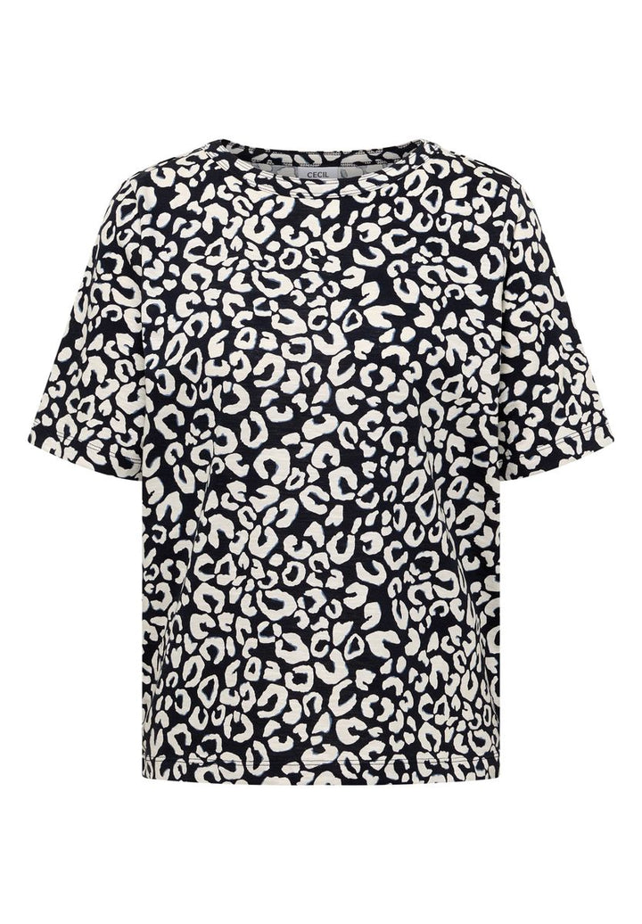 Shirt mit Boatneck und Leo-Print