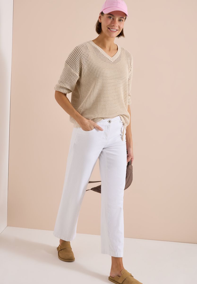 Kurzarm Pullover im Crochet-Look