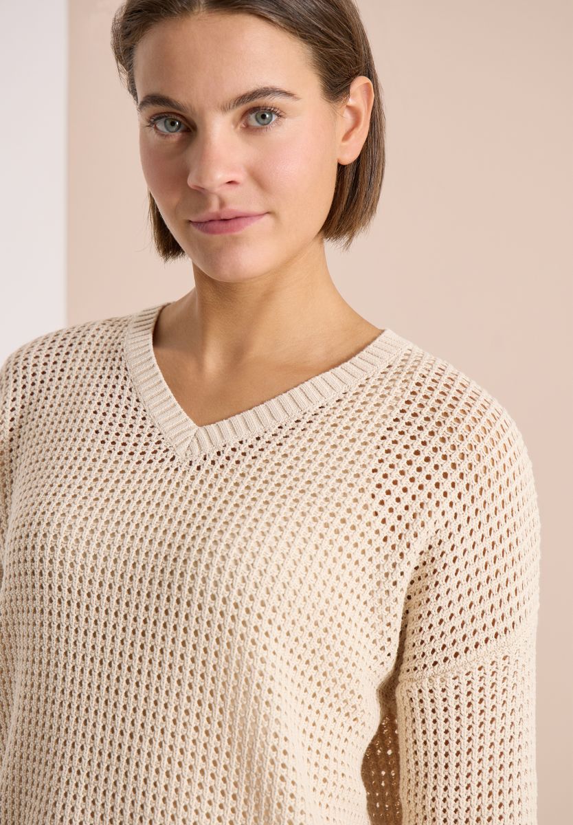 Kurzarm Pullover im Crochet-Look